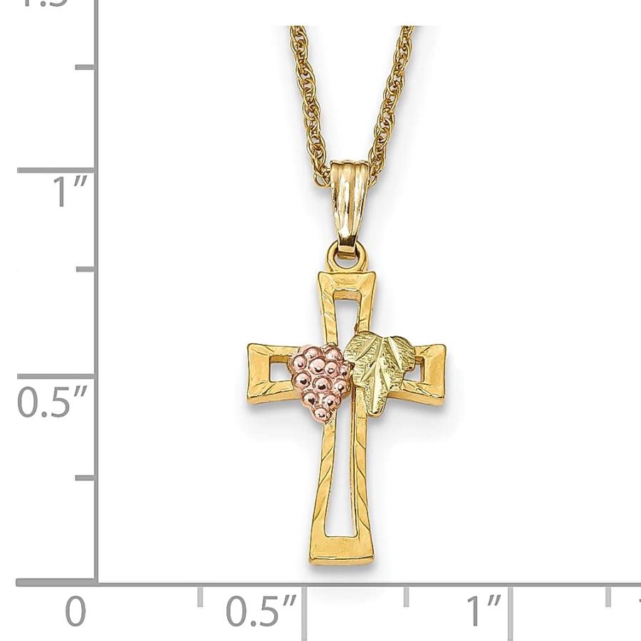 【並行輸入品】Iceカラット10 K 3色ブラックヒルズゴールド十字架クロス宗教チェーンネックレス 10k Tri Color Black Hi_6