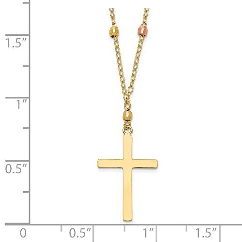 【並行輸入品】Diamond2Deal 14K 3色ゴールドダイヤモンドカットビーズクロスネックレス ファインジュエリーギフト 女性向け, 金属の画像
