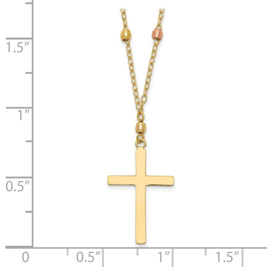 【並行輸入品】Diamond2Deal 14K 3色ゴールドダイヤモンドカットビーズクロスネックレス ファインジュエリーギフト 女性向け, 金属の画像
