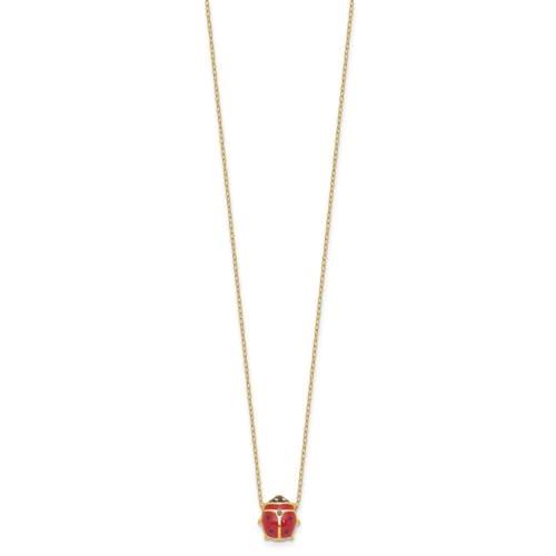 【並行輸入品】Diamond2Deal 14K イエローゴールド エナメル てんとう虫 ネックレス 16インチ レディース Diamond2Deの画像