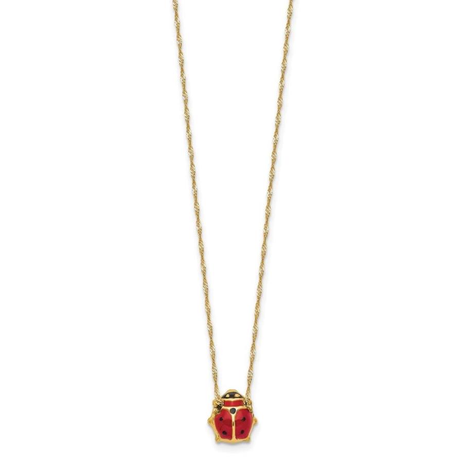 【並行輸入品】Diamond2Deal 14K イエローゴールド エナメル てんとう虫 ネックレス 16インチ レディース Diamond2Deの画像