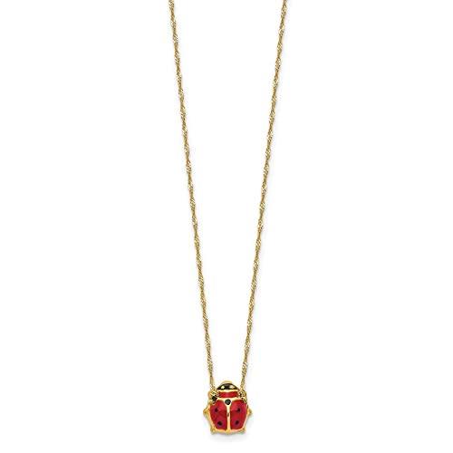 【並行輸入品】Diamond2Deal 14K イエローゴールド エナメル てんとう虫 ネックレス 16インチ レディース Diamond2Deの画像
