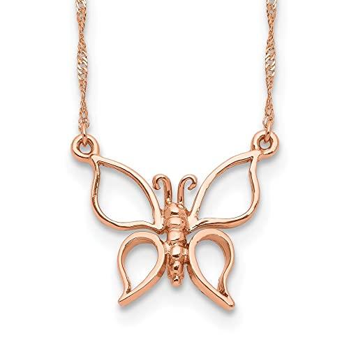 【並行輸入品】Diamond2Deal 14K ローズゴールド バタフライネックレス 17インチ レディース Diamond2Deal 14k_4