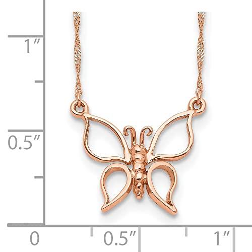 【並行輸入品】Diamond2Deal 14K ローズゴールド バタフライネックレス 17インチ レディース Diamond2Deal 14k_7