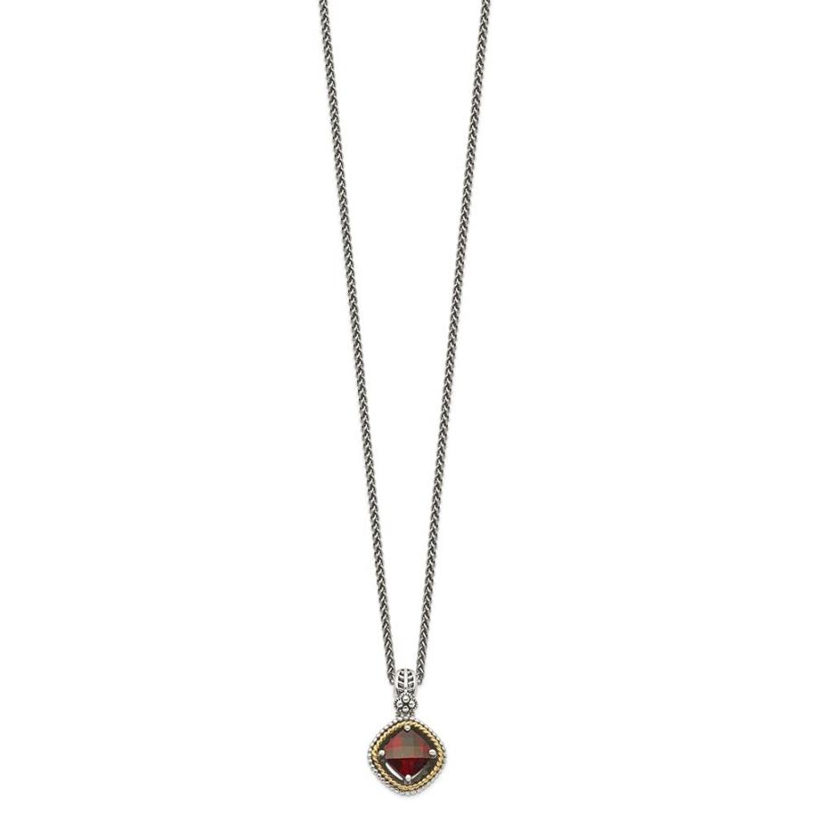 【並行輸入品】Diamond2Deal Sterling Silver and 14k Gold Garnet Necklace Fine Jの画像