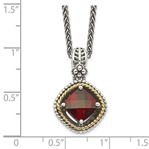 【並行輸入品】Diamond2Deal Sterling Silver and 14k Gold Garnet Necklace Fine Jの画像