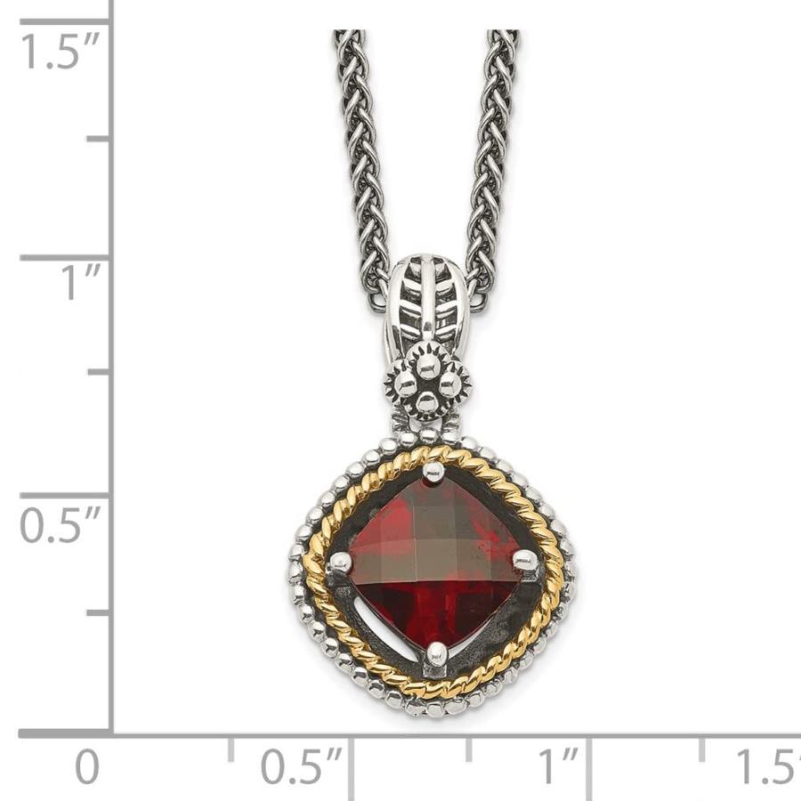 【並行輸入品】Diamond2Deal Sterling Silver and 14k Gold Garnet Necklace Fine Jの画像