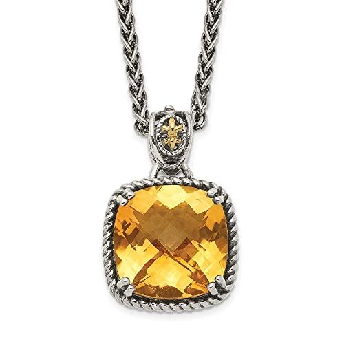 【並行輸入品】スターリングシルバー 14Kゴールド シトリン ネックレス 18インチ (6.5CT) Diamond2Deal Sterlingの画像