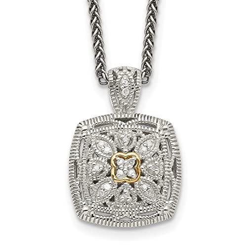 【並行輸入品】Diamond2Deal Sterling Silver and 14k Gold Diamond Necklace Fineの画像
