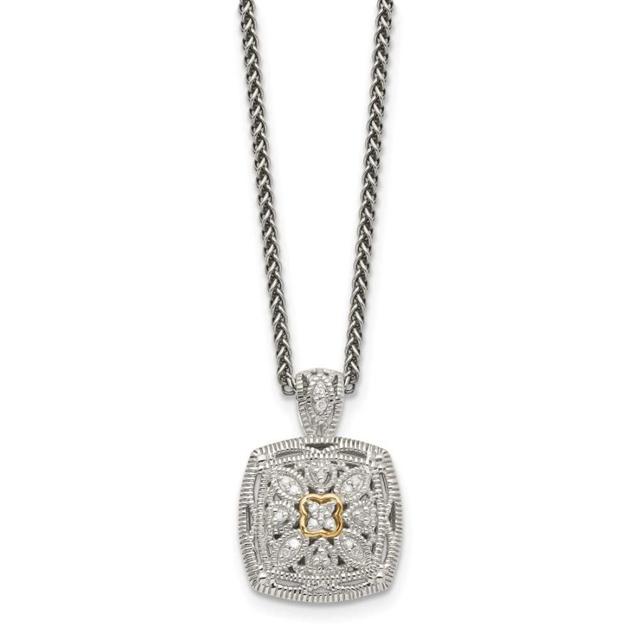 【並行輸入品】Diamond2Deal Sterling Silver and 14k Gold Diamond Necklace Fineの画像