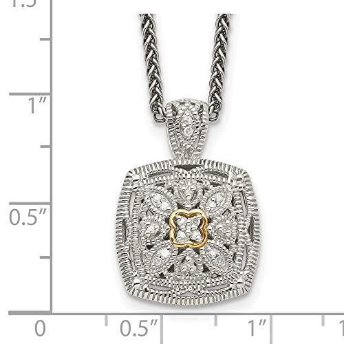 【並行輸入品】Diamond2Deal Sterling Silver and 14k Gold Diamond Necklace Fineの画像