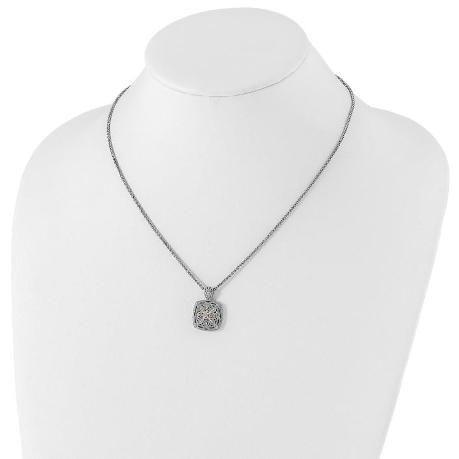 【並行輸入品】Diamond2Deal Sterling Silver and 14k Gold Diamond Necklace Fineの画像