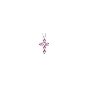 【並行輸入品】[Gem Stone King] 2.75カラット 天然 ピンクサファイア クロス ネックレス レディース シルバー925 9月の画像