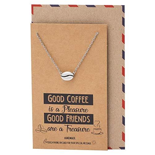 【並行輸入品】Quan Jewelry かわいいコーヒーネックレス カフェインコーヒー愛好家へのハンドメイドギフト コーヒー豆ペンダントチャーム_1