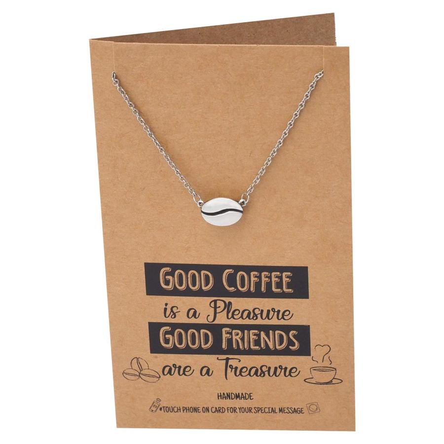 【並行輸入品】Quan Jewelry かわいいコーヒーネックレス カフェインコーヒー愛好家へのハンドメイドギフト コーヒー豆ペンダントチャーム_3