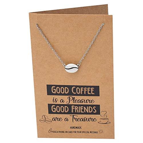 【並行輸入品】Quan Jewelry かわいいコーヒーネックレス カフェインコーヒー愛好家へのハンドメイドギフト コーヒー豆ペンダントチャーム_4
