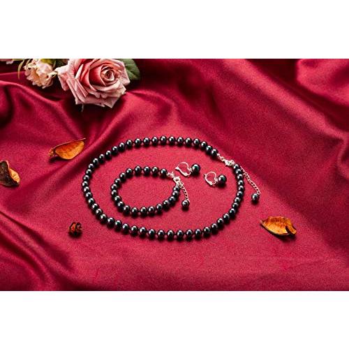 【並行輸入品】スターリングシルバー淡水パールペンダントネックレス18?" Rakumi Sterling silver 8mm Black Se_7