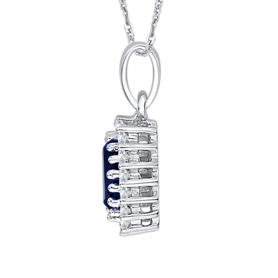 【並行輸入品】KATARINA Diamond and Oval Cut Sapphire Halo Pendant Necklace inの画像
