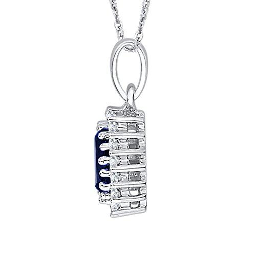 【並行輸入品】KATARINA Diamond and Oval Cut Sapphire Halo Pendant Necklace inの画像