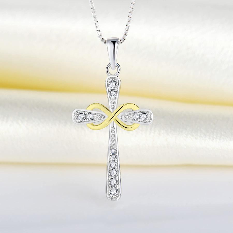 【並行輸入品】YL クロスネックレス 925スターリングシルバー インフィニティペンダント 宗教ジュエリー キリスト教の洗礼ギフト YL Wom_9