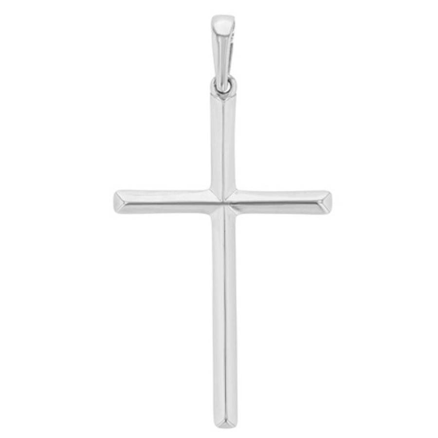 【並行輸入品】ソリッド14?Kホワイトゴールドシンプルクロスチャームペンダントネックレス Jewelry America Solid 14K W_3