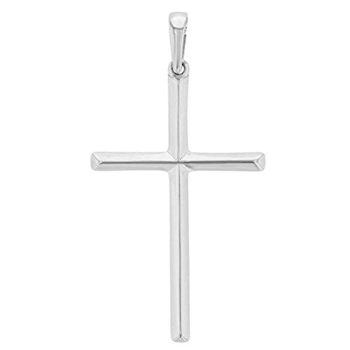 【並行輸入品】ソリッド14?Kホワイトゴールドシンプルクロスチャームペンダントネックレス Jewelry America Solid 14K W_4