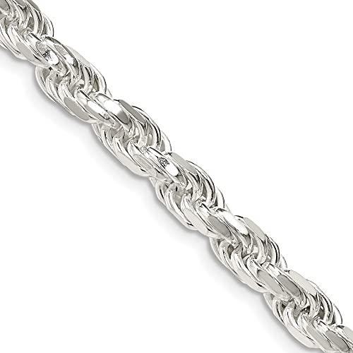 【並行輸入品】Diamond2Deal スターリングシルバー 5.75mm ダイヤモンドカット ロープチェーンネックレス 20インチネックレスの画像