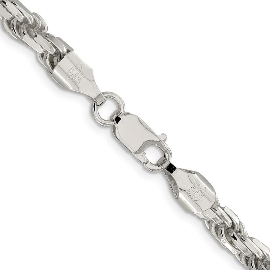 【並行輸入品】Diamond2Deal スターリングシルバー 5.75mm ダイヤモンドカット ロープチェーンネックレス 20インチネックレスの画像