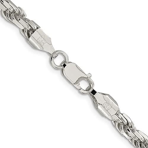【並行輸入品】Diamond2Deal スターリングシルバー 5.75mm ダイヤモンドカット ロープチェーンネックレス 20インチネックレスの画像