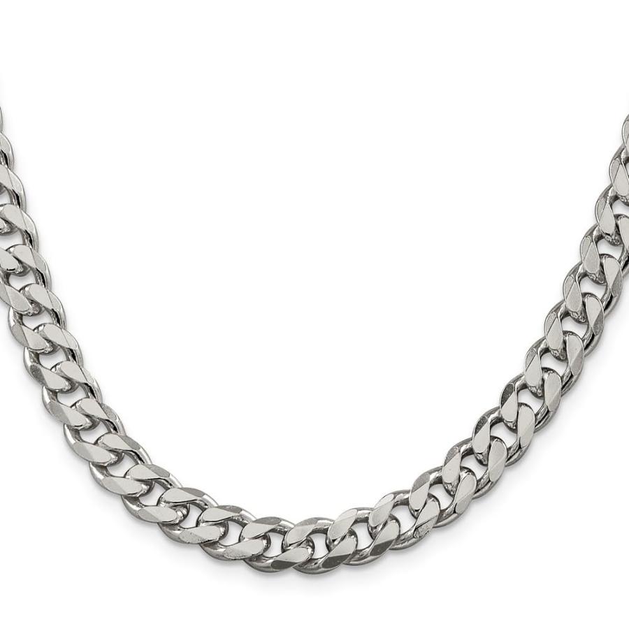 【並行輸入品】スターリングシルバー8 mm縁石チェーンネックレス Diamond2Deal Sterling Silver 8mm Curb Cの画像