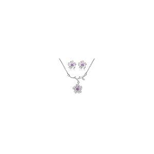 【並行輸入品】uloveido桜Sakuraジルコンフラワーイヤリングネックレスジュエリーセットレディースdt340 パープル Uloveido