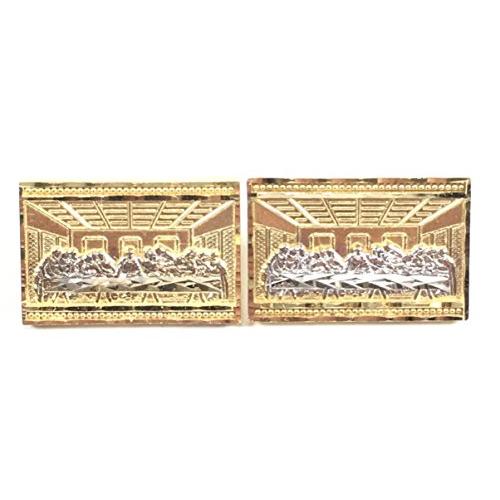 【並行輸入品】新しい10 Kイエローゴールド20 mm幅長方形Last Supperスタッドイヤリング6225 21 MM WIDE DIAMOの画像