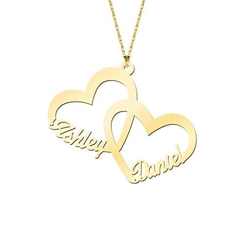 【並行輸入品】JEWLR ハートネームネックレス 14Kゴールド 「インターロック イン ラブ」 TSD 14K Yellow Gold 'Inの画像