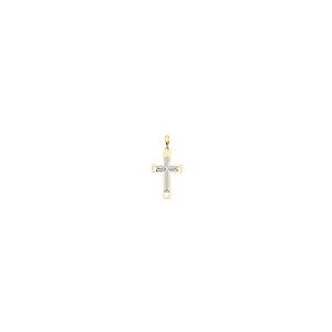 【並行輸入品】14 Kイエローホワイトゴールド宗教クロスペンダント高さ30 mm幅19 mm 14k Yellow White Gold Relの画像