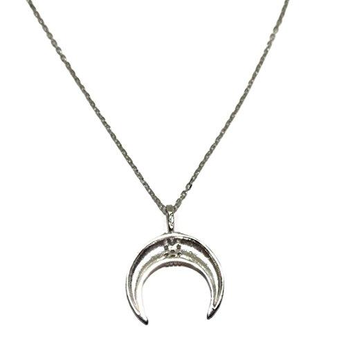 【並行輸入品】Never say Never 三日月ペンダントネックレス 18K ホワイトゴールド レディース ティーン | ジルコニアチャームの画像