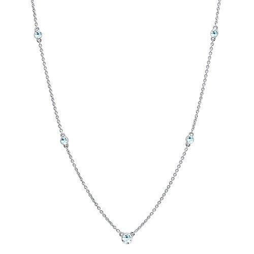【並行輸入品】[Dazzlingrock Collection] レディース 10Kホワイトゴールドラウンドアクアマリンネックレス Dazzliの画像