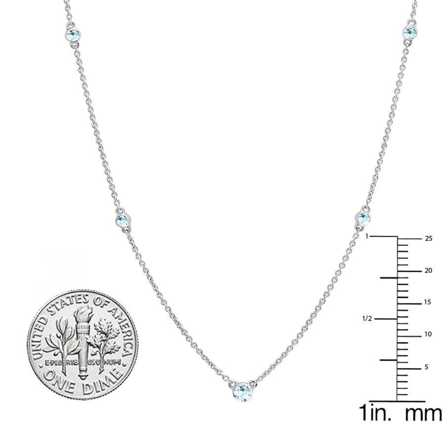 【並行輸入品】[Dazzlingrock Collection] レディース 10Kホワイトゴールドラウンドアクアマリンネックレス Dazzliの画像