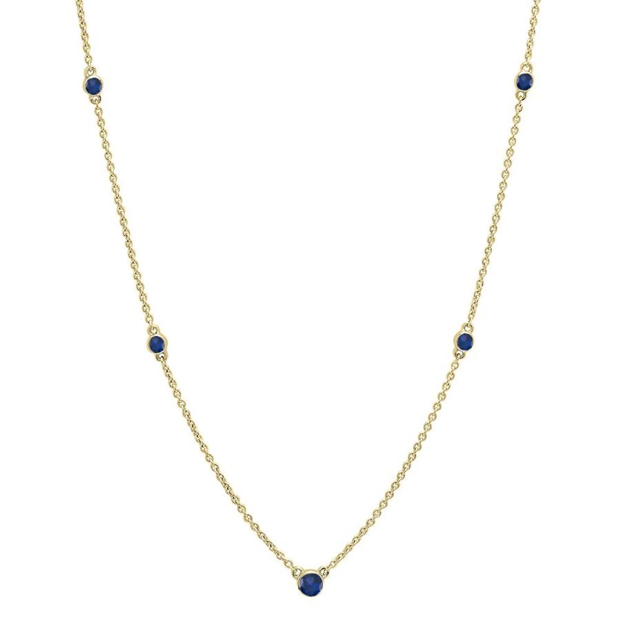 【並行輸入品】[Dazzlingrock Collection] レディース 10Kイエローゴールドラウンドサファイアネックレス Dazzlinの画像