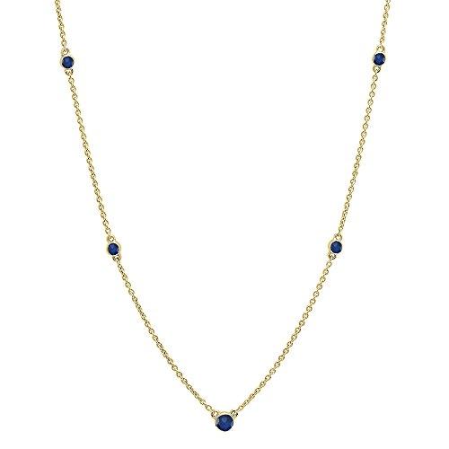 【並行輸入品】[Dazzlingrock Collection] レディース 10Kイエローゴールドラウンドサファイアネックレス Dazzlinの画像