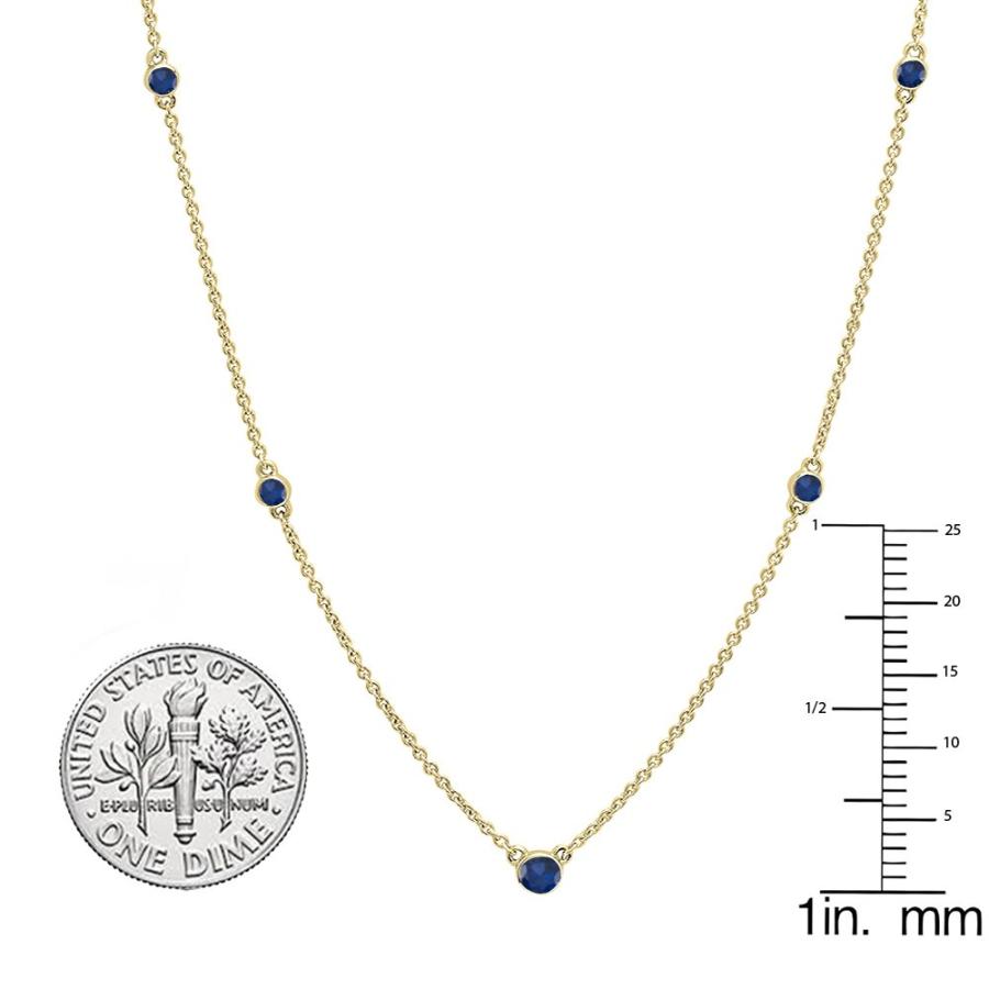 【並行輸入品】[Dazzlingrock Collection] レディース 10Kイエローゴールドラウンドサファイアネックレス Dazzlinの画像