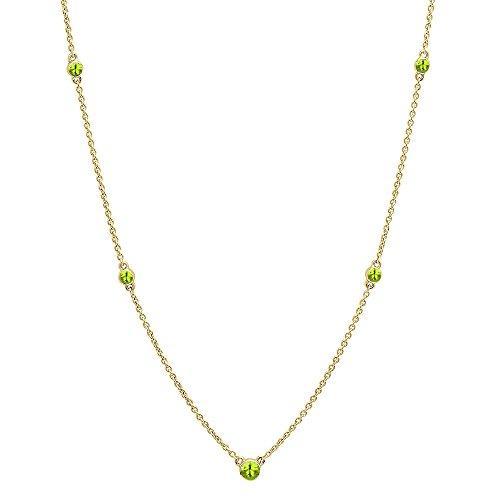 【並行輸入品】[Dazzlingrock Collection] レディース 10Kイエローゴールドラウンドペリドットネックレス Dazzlinの画像