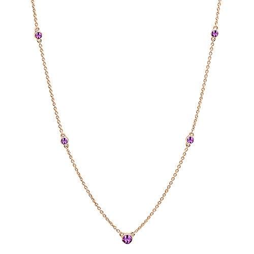 【並行輸入品】Dazzlingrock Collection ラウンドアメジスト 5ストーン ステーションスタイル ネックレス レディース 10の画像