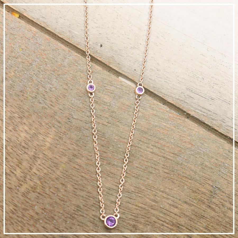 【並行輸入品】Dazzlingrock Collection ラウンドアメジスト 5ストーン ステーションスタイル ネックレス レディース 10の画像