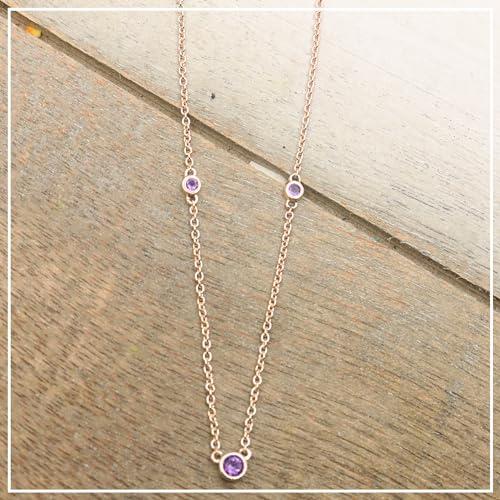 【並行輸入品】Dazzlingrock Collection ラウンドアメジスト 5ストーン ステーションスタイル ネックレス レディース 10の画像