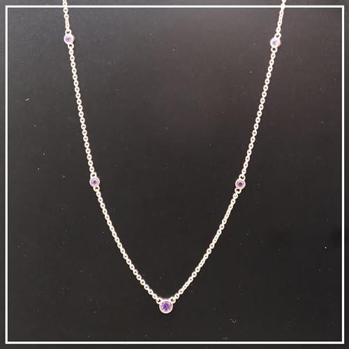 【並行輸入品】Dazzlingrock Collection ラウンドアメジスト 5ストーン ステーションスタイル ネックレス レディース 10の画像