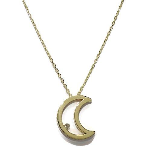 【並行輸入品】Never say Never Diamond Moon Pendant Necklace 18K Gold Women Teeの画像