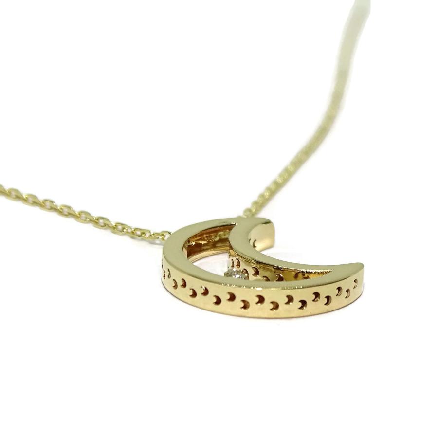 【並行輸入品】Never say Never Diamond Moon Pendant Necklace 18K Gold Women Teeの画像