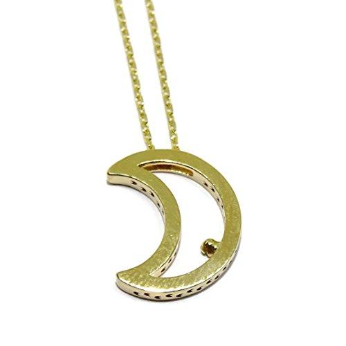 【並行輸入品】Never say Never Diamond Moon Pendant Necklace 18K Gold Women Teeの画像