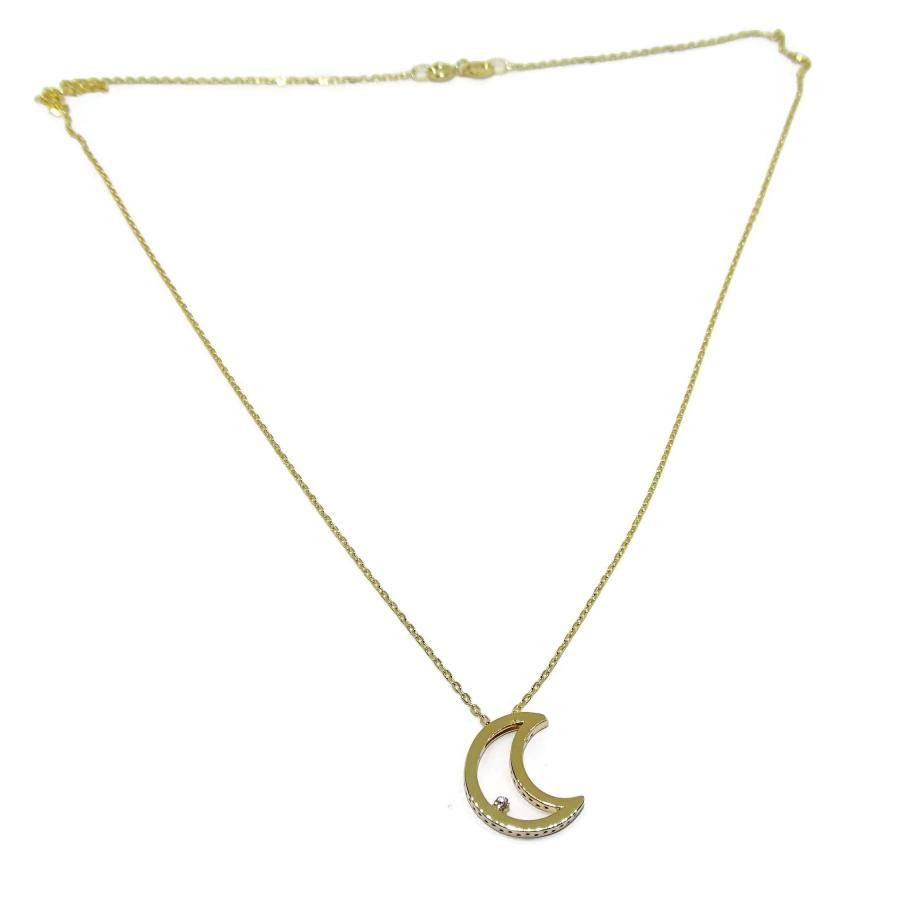 【並行輸入品】Never say Never Diamond Moon Pendant Necklace 18K Gold Women Teeの画像