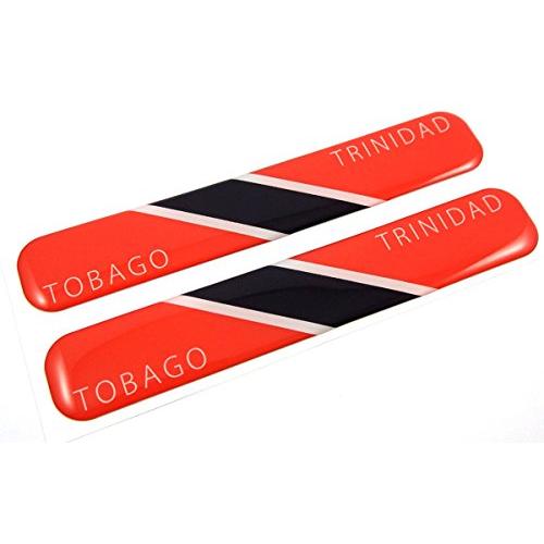 【並行輸入品】Trinidad and Tobago Flagドーム型デカールエンブレム樹脂車ステッカー5?\" x 0.82?\" 2pc。 Trの画像